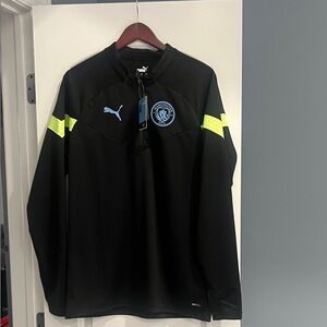 Puma Black Training Top 3/4 zip- L NWT Neon Yellow and Blue